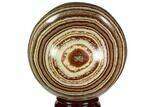 Polished, Banded Aragonite Sphere - Morocco #105619-1
